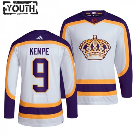 Barn Ishockey Los Angeles Kings tröja Adrian Kempe 9 Adidas 2022-23 Vit Reverse Retro 2.0 Authentic